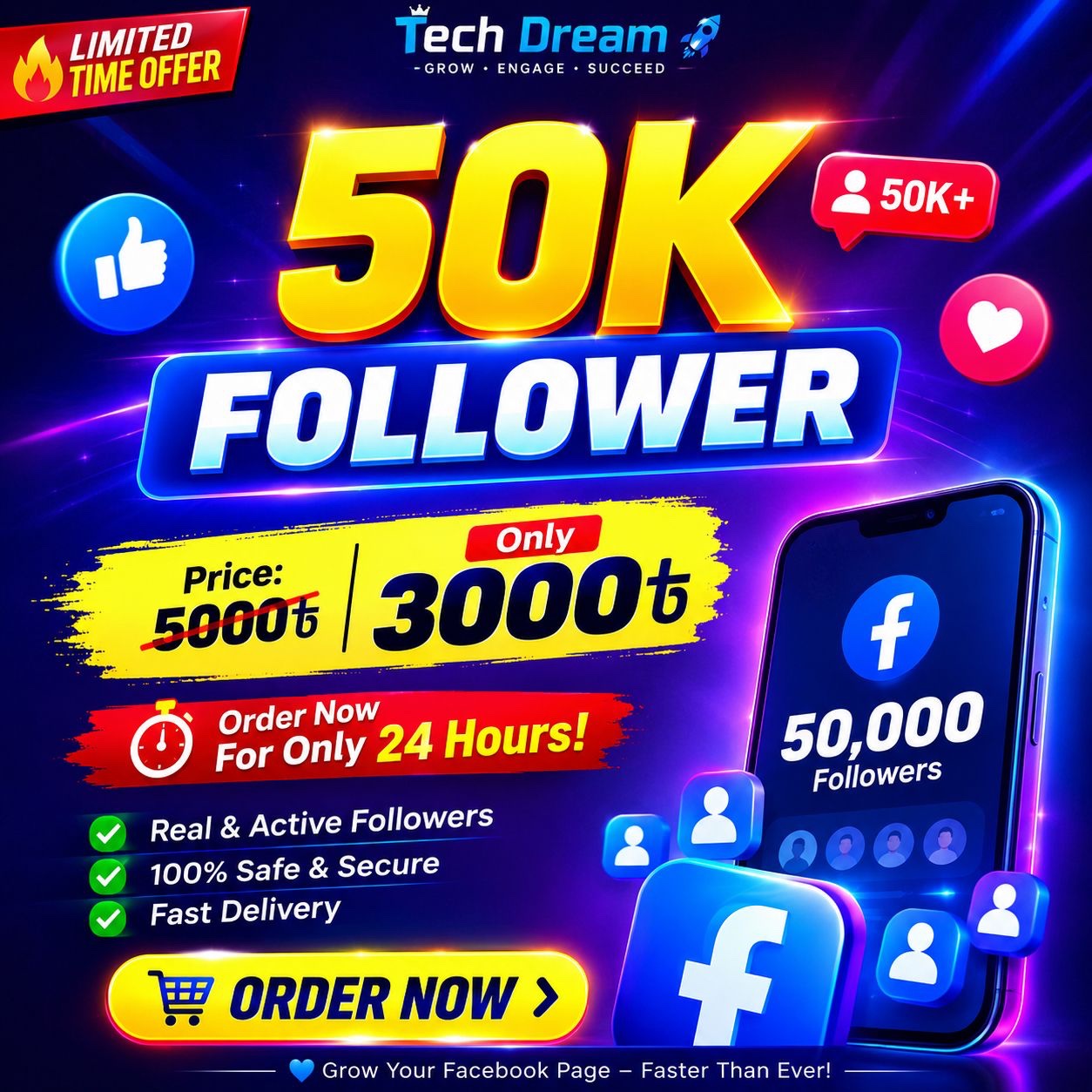 50k Global follower offer for 24 hours
